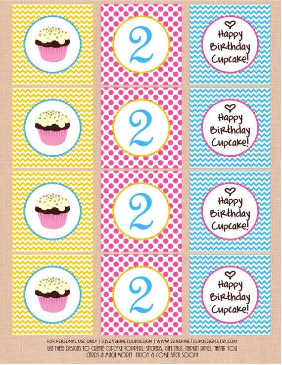 Free printable Birthday Cupcake Toppers 