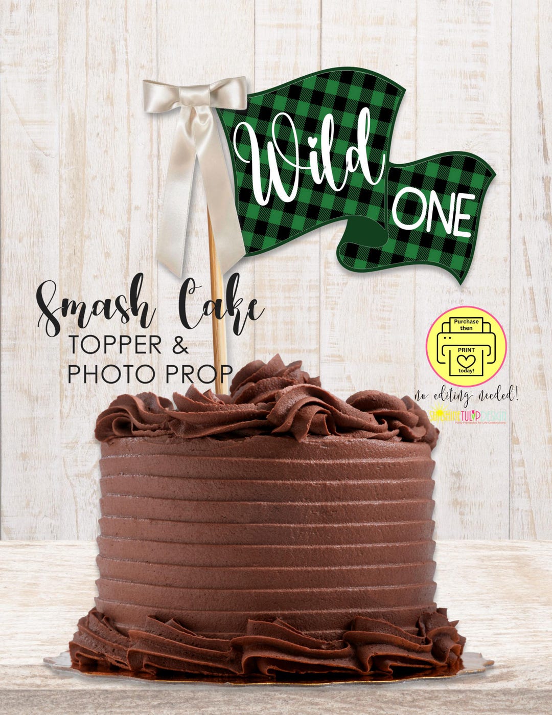Printable Smash Cake Topper | Wild ONE 1st Birthday Pennant Flag ...