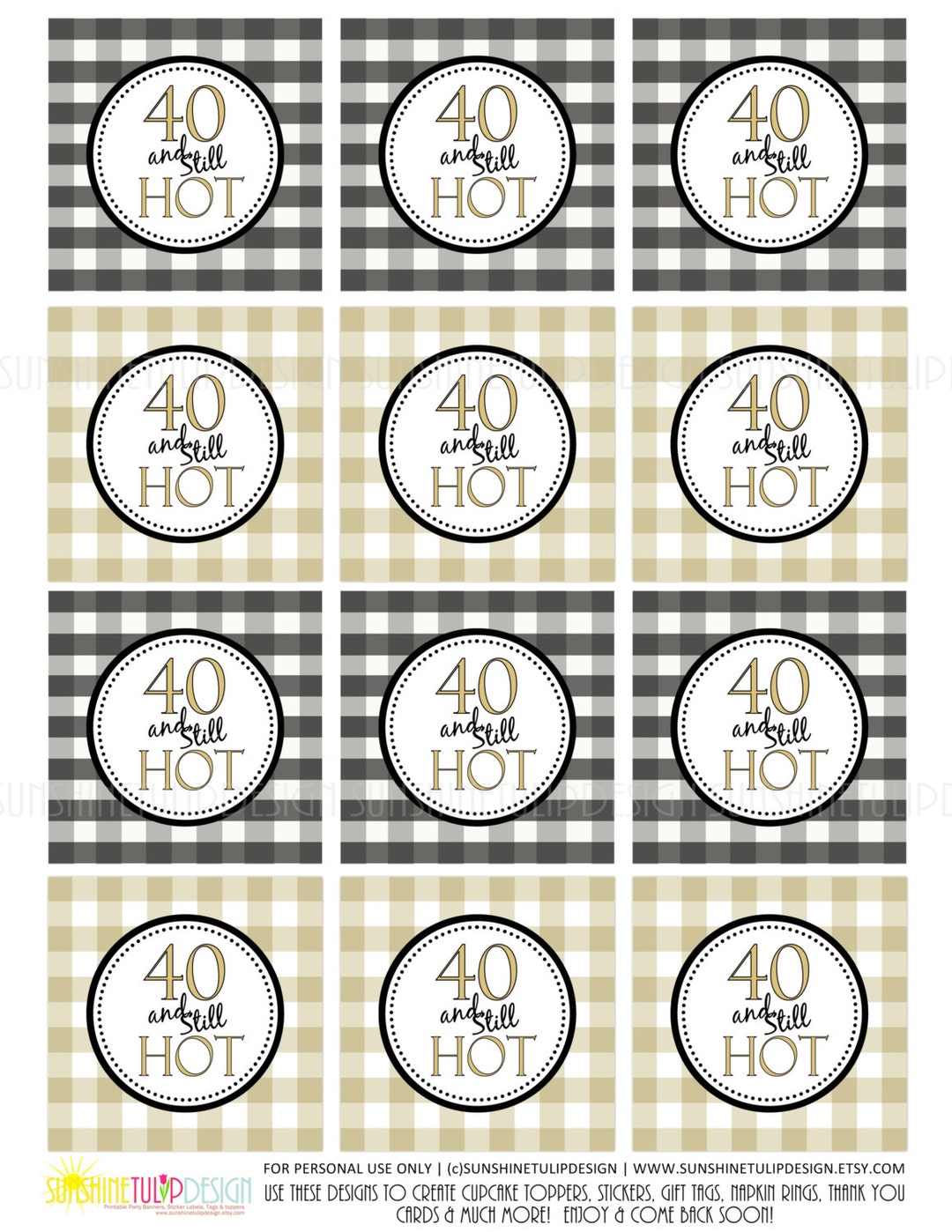 40 and Still HOT, Printable 40th Birthday Gold and Black, Printable ...