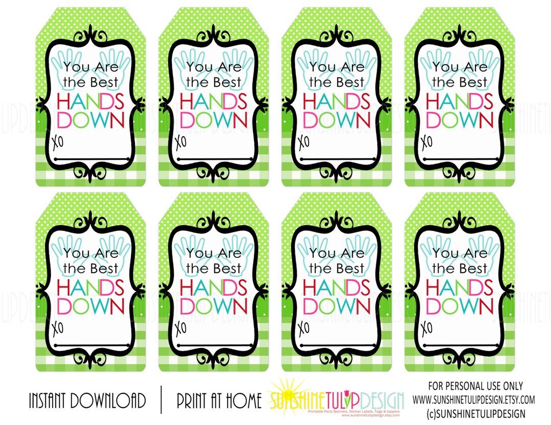 You Are the Best HANDS DOWN Printable Gift Tags, Buffalo Plaid Lotion ...