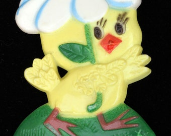 Vtg Easter Chick Pin Flower Umbrella Plastic Norcross Patroller