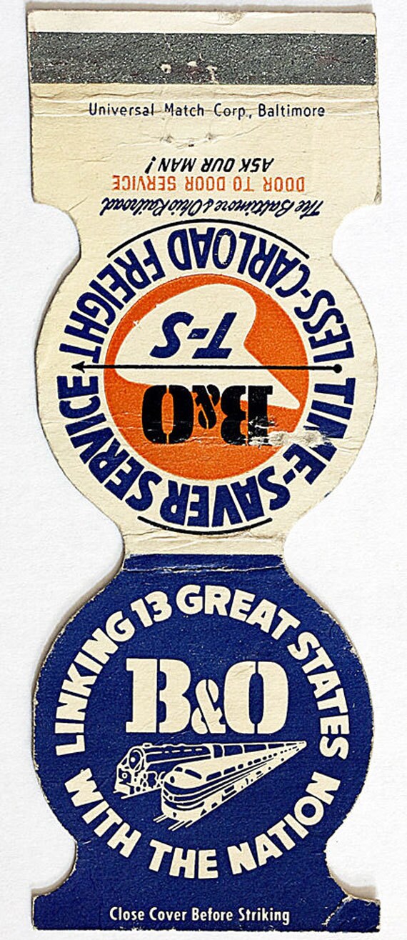 Vtg Matchbook Cover B And O Baltimore Ohio Railroad Train Etsy