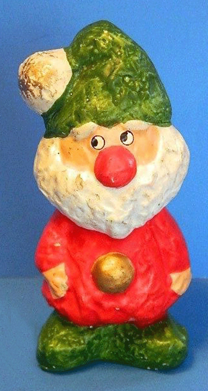 Vintage Ceramic Gnome Santa Claus Figurine RB Japan Red Green Etsy