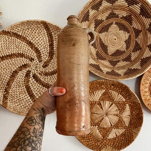Vintage 1800s German Stoneware Bottle  • Antique Neutral Stoneware Vase