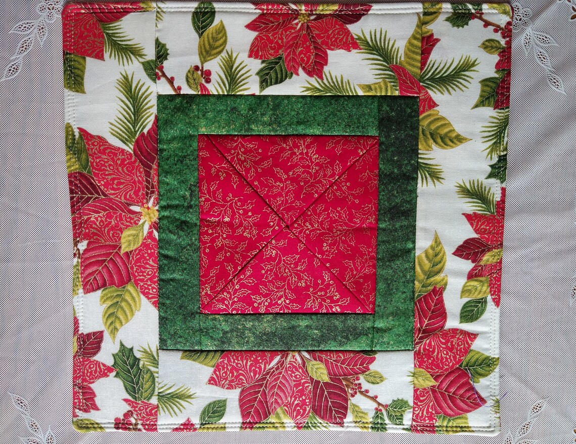 Candle Mat Christmas Quilt Quilted Candle Mat Quilts Etsy