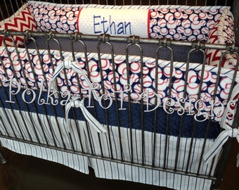 Vintage Baseball Baby Bedding Gray Red White Premium Crib Etsy