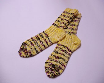 Stripy flecked knit socks