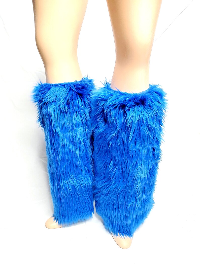 Brilliant Blue Fluffy Leg Warmers Etsy