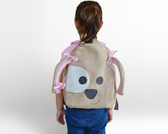Dog backpack, personalised toddler backpack, preschool bag, handmade backpack, animal backpack, girl backpack