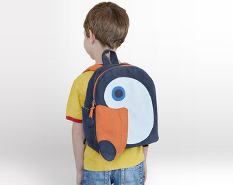 Tucan backpack, personalised toddler backpack, preschool bag, kids backpack, bird backpack, tropical backpack,handmade backpack