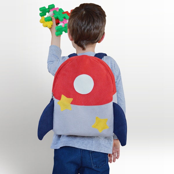 Rocket backpack, personalised toddler backpack, kindergarten rucksack, boys backpack, space backpack