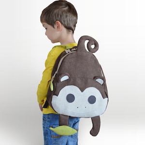 Sac à dos singe, sac à dos personnalisé pour tout-petit, sac préscolaire, sac à dos pour enfants, sac à dos animal, sac à dos jungle, sac à dos fait main