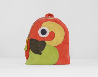 Parrot backpack, personalised toddler backpack, preschool bag, kids backpack, tropical bird backpack, macaw backpack,handmade bag