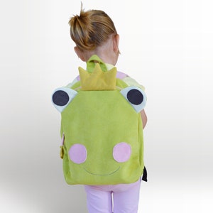 Sac à dos prince grenouille, sac à dos personnalisé pour tout-petit, sac préscolaire, sac à dos fait main, sac à dos animal, sac à dos fille,
