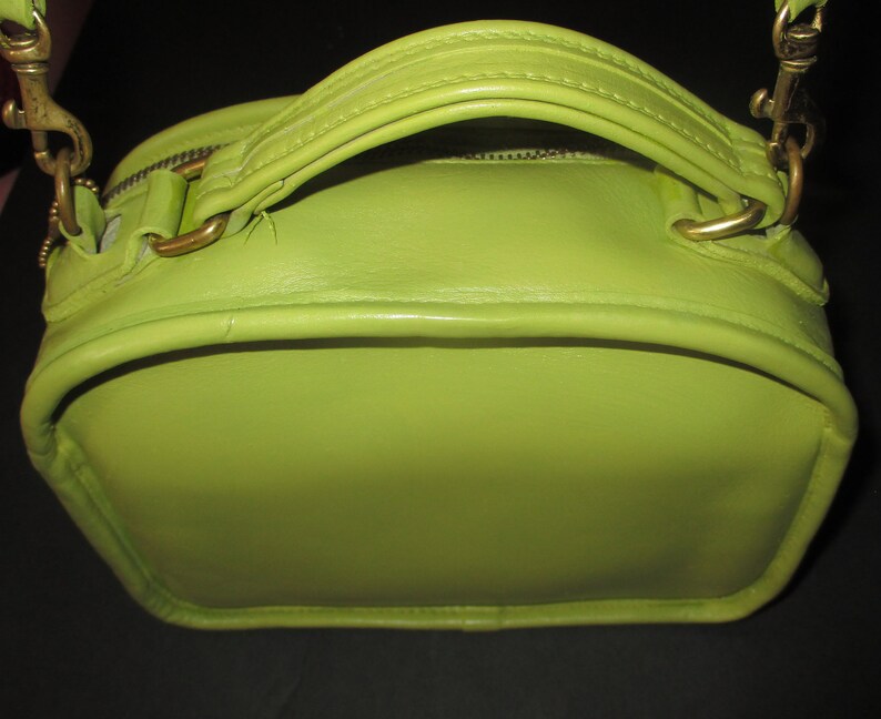 COACH Vintage Lime Green Leather Purse Cross Body Lunchbox | Etsy
