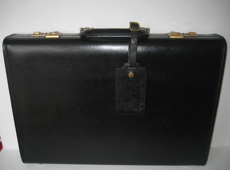 Vintage COACH Black Leather Attache Briefcase Hardside.made in USA. Etsy