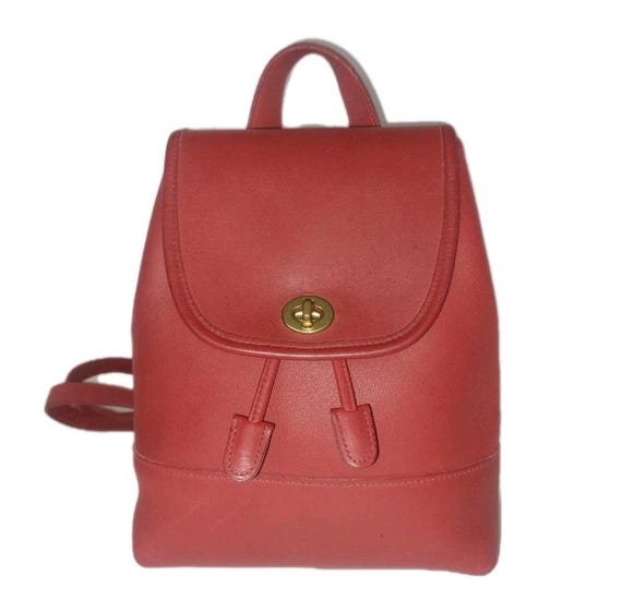 COACH Vintage Dark Red Leather Mini Drawstring Backpack 