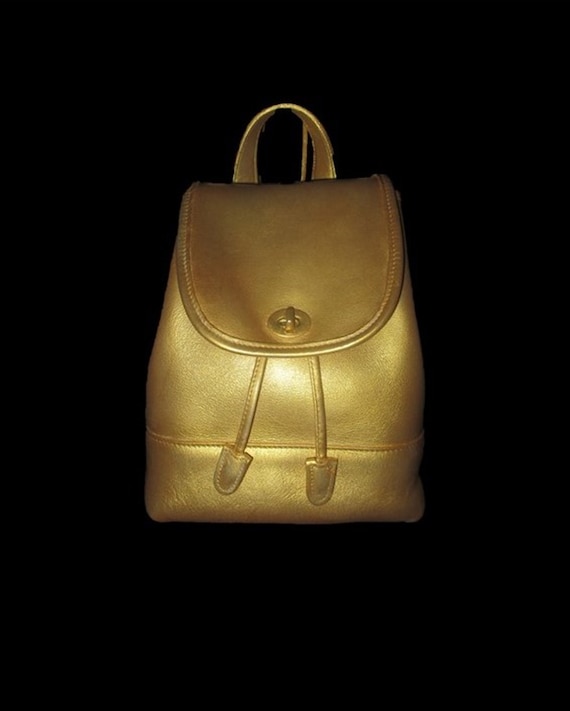 COACH Vintage GOLD Leather Drawstring Mini Rucksac