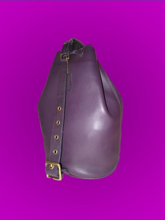 Vintage Coach Purple Eggplant Leather Backpack Dra