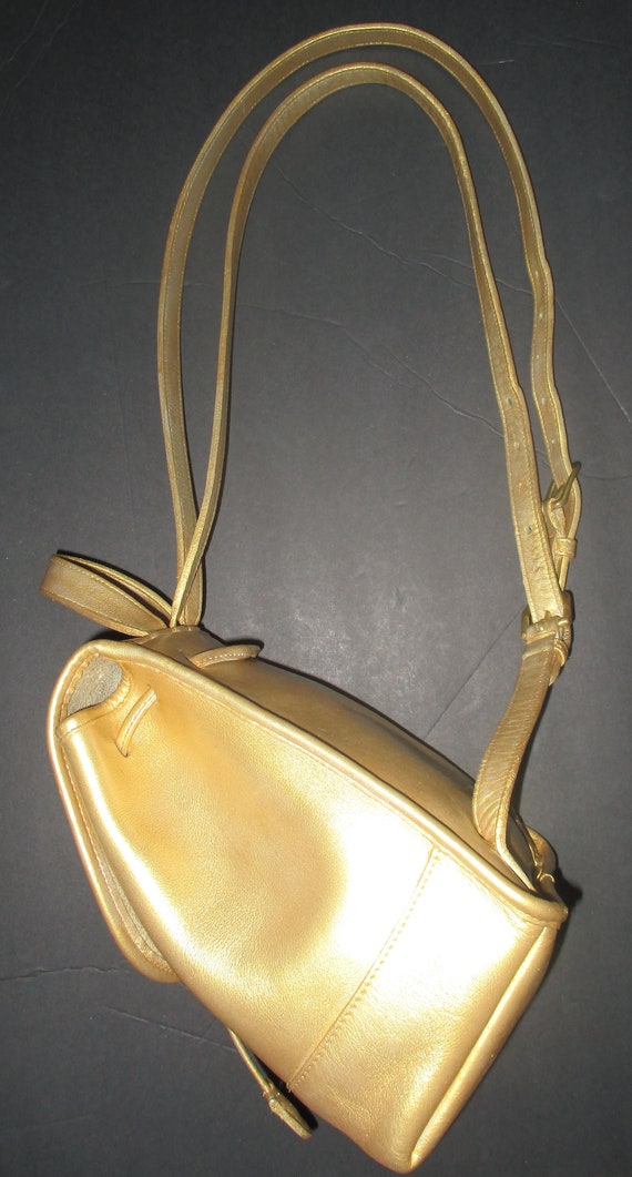 COACH Vintage GOLD Leather Drawstring Mini Rucksa… - image 3