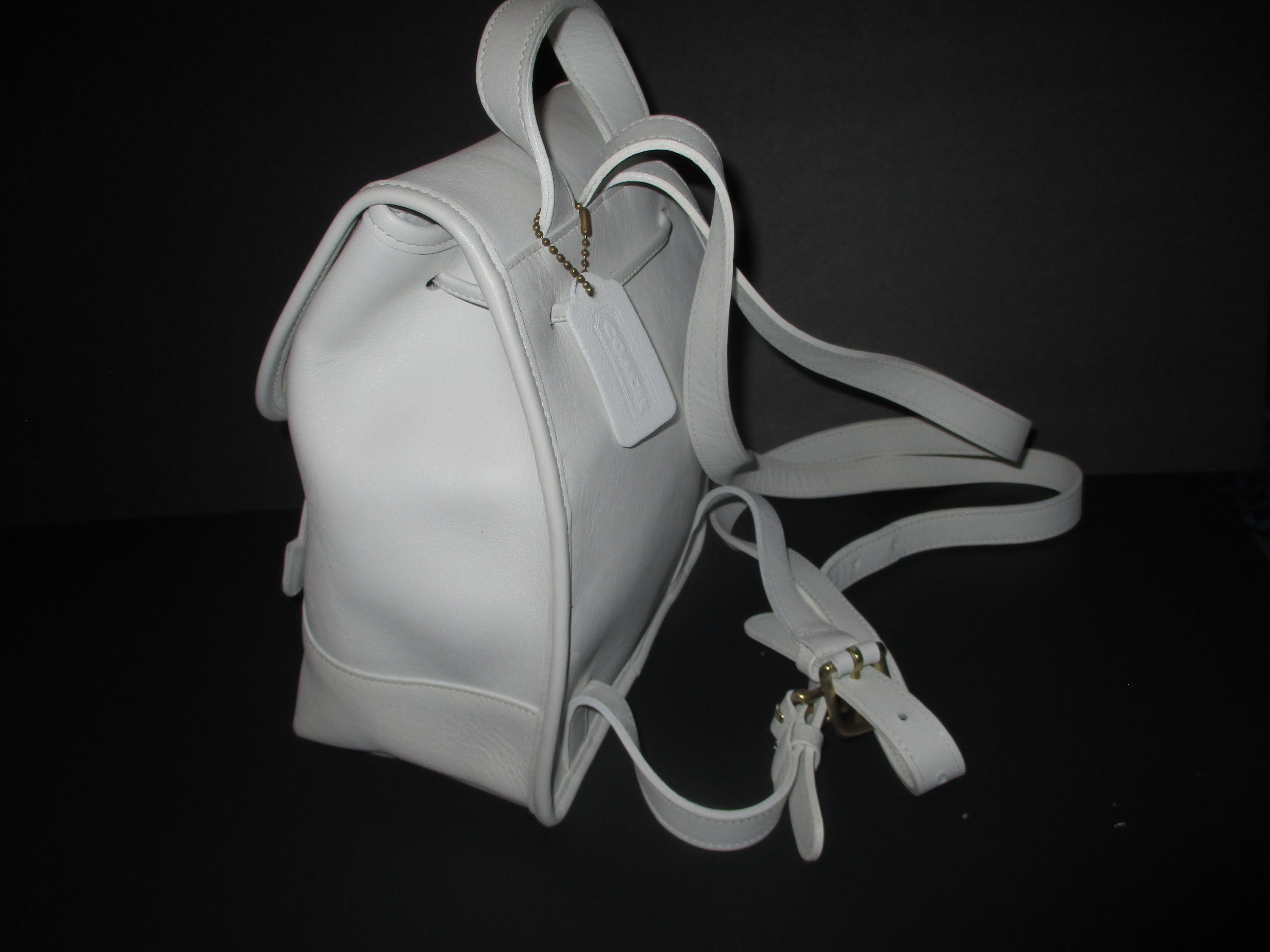 COACH Vintage White Leather Drawstring Mini Rucksack Backpack K6m 9960.made in USA. Etsy UK