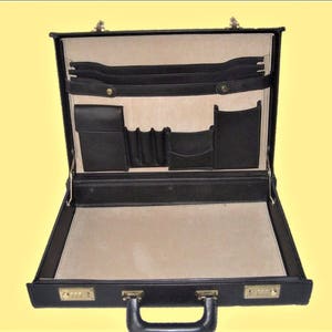 Vintage COACH Black Leather Attache Briefcase Hardside.Made in USA.