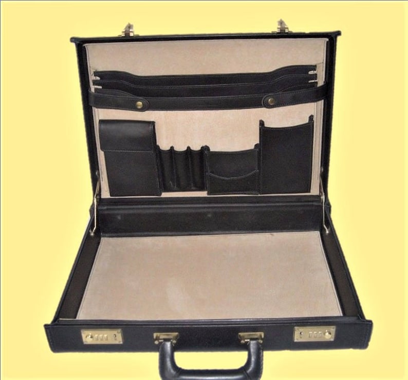 Vintage COACH Black Leather Attache Briefcase Hardside.made in USA. Etsy