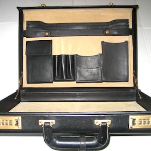 Vintage COACH Black Leather Attache Briefcase Hardside.Made in USA.
