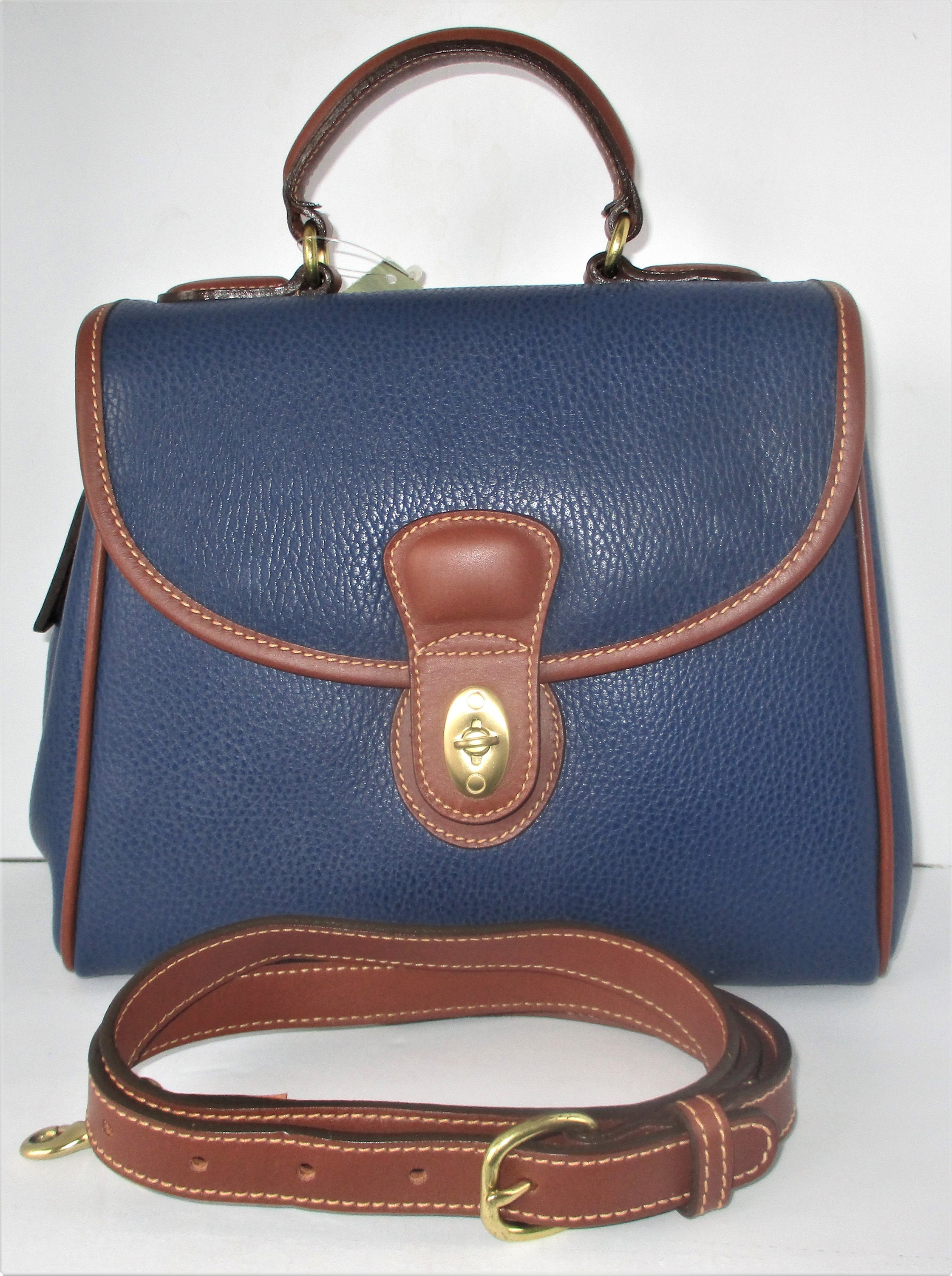 COACH Vintage Sheridan Monticello Navy Blue Leather Top Handle