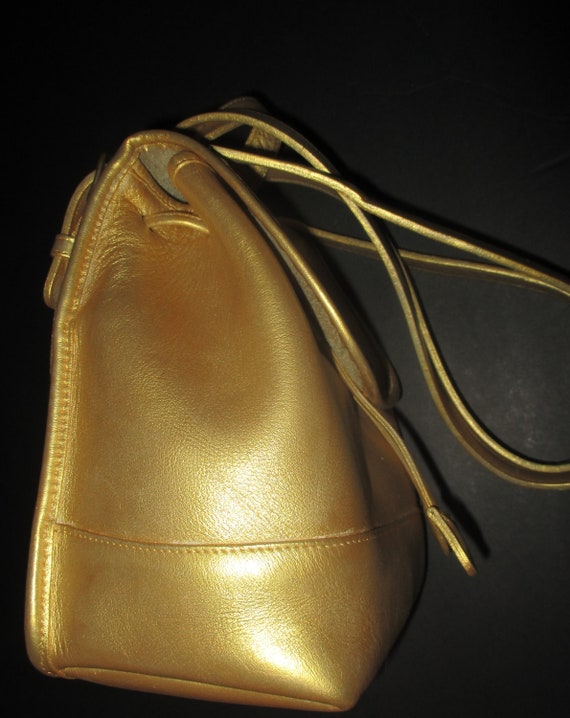 COACH Vintage GOLD Leather Drawstring Mini Rucksa… - image 7