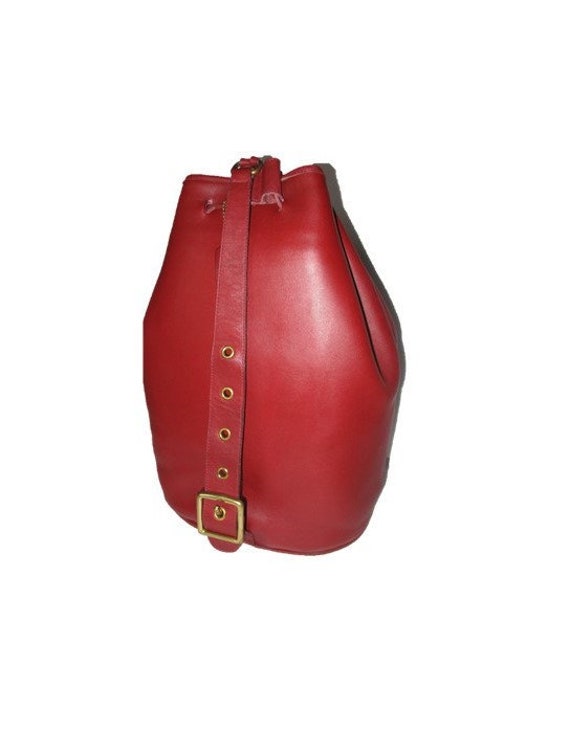COACH Vintage The Sling Red Leather Ruck Sack Drawstr… - Gem