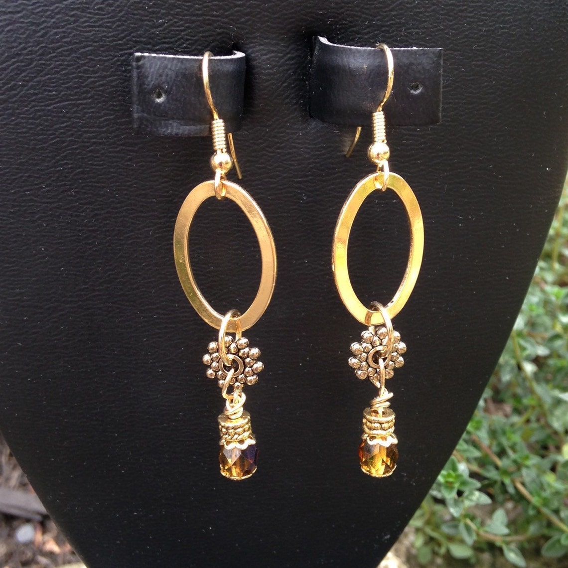 Gold hoop dangle earrings crystal dangle earrings gold Etsy