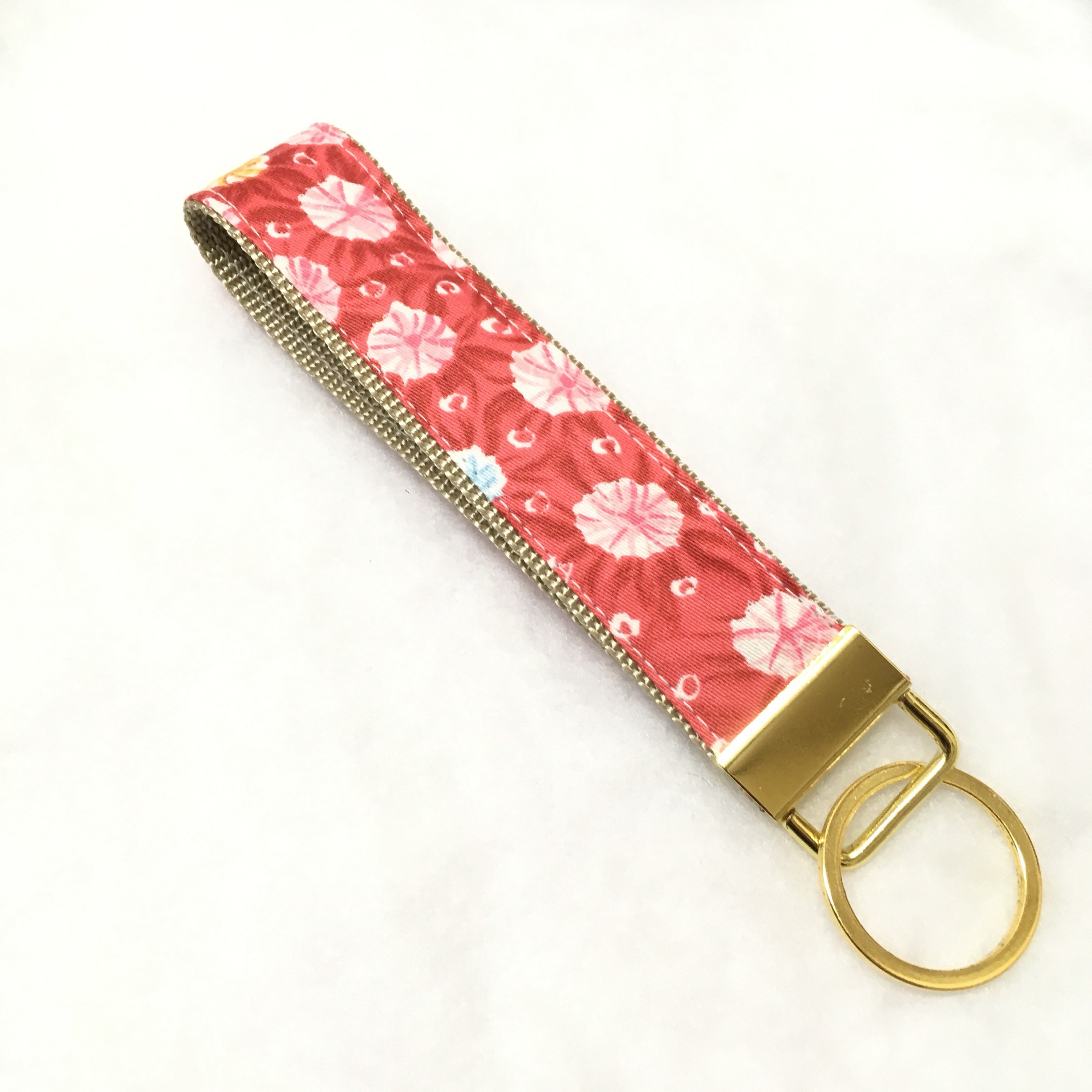 gift for her wristlet Japanese kimono pattern Fabric key fob Fabric Key Chain Wristlet Key Fob flower