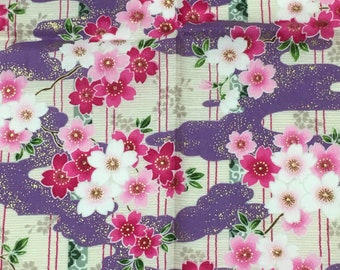 Wisteria Japanese Cotton Furoshiki Wrapping Cloth Floral Pale Purple 
