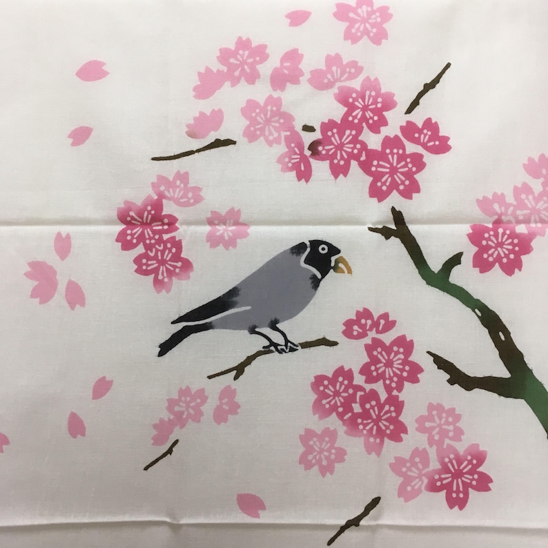 Japanese gift cotton fabric Japanese fabric cherry blossom wrapping cloth tapestry Tenugu Sentencebird fabric art cat