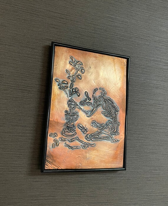 Cooper Art Frame, Copper Plate Art Frame, Skeleton and Fresh