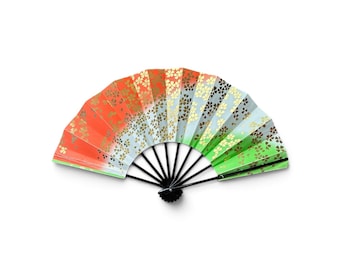 Vintage folding hand fan, sensu, Japanese folding hand fan, cherry blossom hand fan, sakura, Double sided