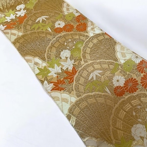 Gold Obi,  kimono obi, Vintage Obi, Japanese Kimono belt, Fukuro obi, Japanese belt, made in Japan, ##