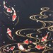 Furoshiki, colored carp, wrapping cloth, koi Japanese fabric, cotton fabric, black, gold, beautiful tapestry 