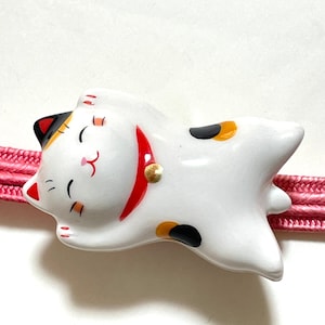 Obidome, Japanese ceramic cat obidome, ornament for obijime, cat ornament, Japanese accessory, mike
