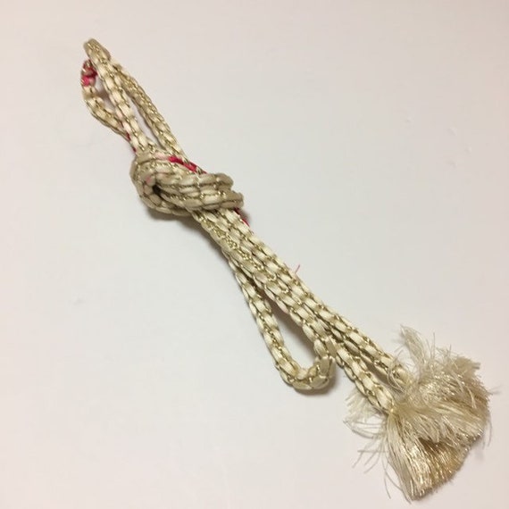 White Vintage Obijime, Silk Japanese Cord Kumihimo