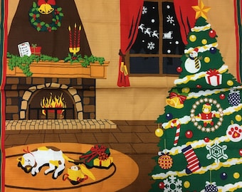 Furoshiki, cat furoshiki, wrapping cloth, Japanese fabric, cotton fabric,  Christmas Cat tapestry, Wall Hanging, sleeping cat