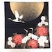 Furoshiki, crane and peony fabric, wrapping cloth, Japanese fabric, cotton fabric, black, gold, beautiful tapestry 