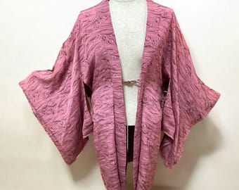 Vintage Japanese Haori, purple Haori Kimono, Kimono jacket, wafuku, kimono cardigan