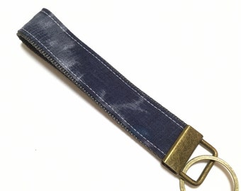 Japanese Kimono Fabric Wristlet Key Fob, Black