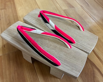 Japanese wooden clogs for kimono style, geta, kimono style , Japanese geta sandal, wooden clogs, zori,  black and red, dead stock
