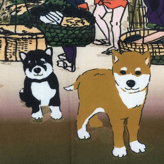 Shiba Inu Dog Tenugui Japanese Hand Towel Shiba Dog Japanese Dog Pattern Cotton Fabric Tapestry Dog Lover Ukiyoe Hokusai