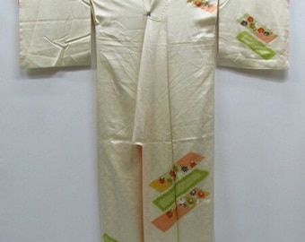 kimono, Vintage Kimono, Flower pattern kimono, silk komon, Silk Japanese dress,