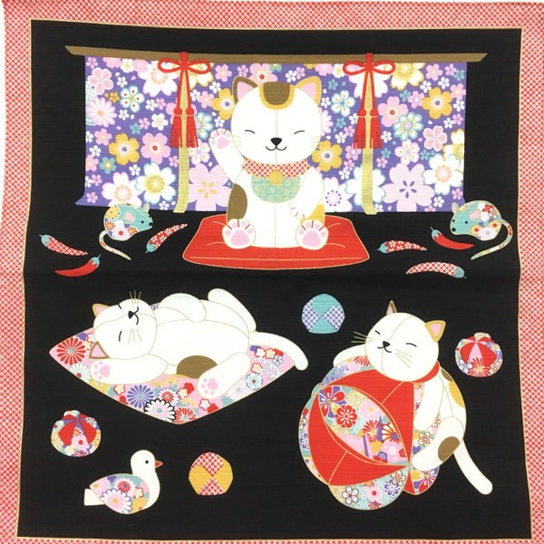Cat doll Furoshiki, Japanese kimono girl, maiko furoshiki, wrapping cloth, Japanese fabric, japanese tapestry, furoshiki gift, sale