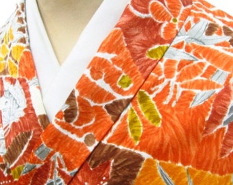 Vintage Kimono, Synthetic fiber Kimono, colorful Komon, Japanese dress, washable kimono, multi color